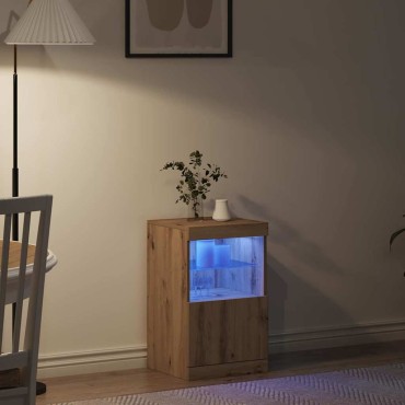 vidaXL Πλευρικό Τραπέζι LED Artisan Oak 41x37x67 εκ 1 τεμ.