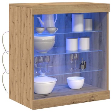 vidaXL Πλευρικό Τραπέζι LED Artisan Oak 60,5x37x67 εκ 1 τεμ.