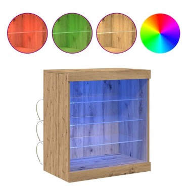 vidaXL Πλευρικό Τραπέζι LED Artisan Oak 60,5x37x67 εκ 1 τεμ.