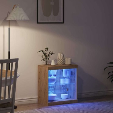 vidaXL Πλευρικό Τραπέζι LED Artisan Oak 60,5x37x67 εκ 1 τεμ.
