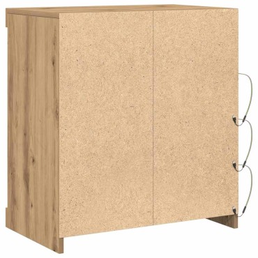 vidaXL Πλευρικό Τραπέζι LED Artisan Oak 60,5x37x67 εκ 1 τεμ.
