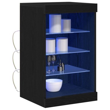vidaXL Πλευρικό Τραπέζι LED Μαύρη Οξυά 41x37x67 εκ 1 τεμ.