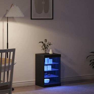 vidaXL Πλευρικό Τραπέζι LED Μαύρη Οξυά 41x37x67 εκ 1 τεμ.