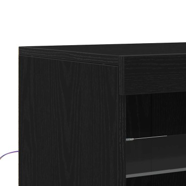 vidaXL Πλευρικό Τραπέζι LED Μαύρη Οξυά 41x37x67 εκ 1 τεμ.