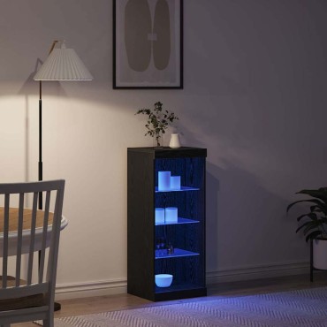vidaXL Πλευρικό Τραπέζι LED Μαύρη Οξυά 41x37x100 εκ 1 τεμ.
