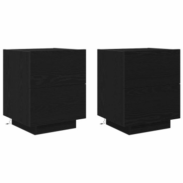 vidaXL Κομοδίνο 2 τεμ. Μαύρη Οξυά 45x40x55cm Επεξεργασμένο Ξύλο