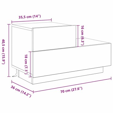 vidaXL Κομοδίνο Μαύρη Οξυά 70x36x40,5cm Επεξεργασμένο Ξύλο 1 τεμ.