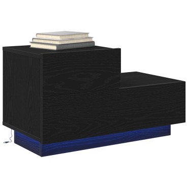 vidaXL Κομοδίνο Μαύρη Οξυά 70x36x40,5cm Επεξεργασμένο Ξύλο 1 τεμ.