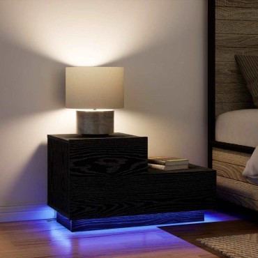 vidaXL Κομοδίνο Μαύρη Οξυά 70x36x40,5cm Επεξεργασμένο Ξύλο 1 τεμ.