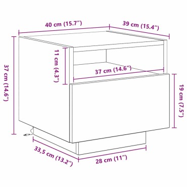 vidaXL Κομοδίνο Παλιό ξύλο 40x39x37cm Επεξεργασμένο Ξύλο 1 τεμ.