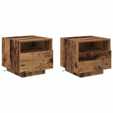 vidaXL Κομοδίνο 2 τεμ. Παλιό ξύλο 40x39x37cm Επεξεργασμένο Ξύλο