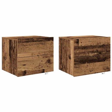 vidaXL Κομοδίνο 2 τεμ. Παλιό ξύλο 50x39x41cm Επεξεργασμένο Ξύλο