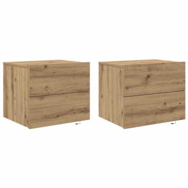 vidaXL Κομοδίνο 2 τεμ. Artisan Oak 50x39x41cm Επεξεργασμένο Ξύλο