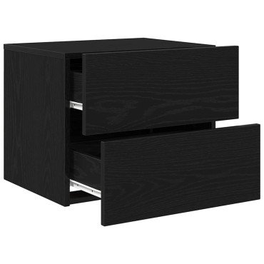 vidaXL Κομοδίνο 2 τεμ. Μαύρη Οξυά 50x39x41cm Επεξεργασμένο Ξύλο