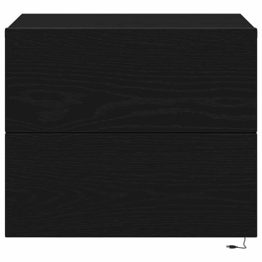 vidaXL Κομοδίνο 2 τεμ. Μαύρη Οξυά 50x39x41cm Επεξεργασμένο Ξύλο