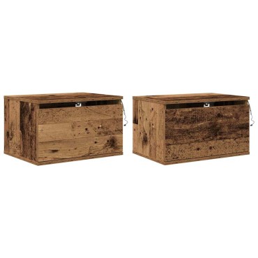 vidaXL Τοίχου κομοδίνο 2 τεμ. Παλιό ξύλο 50x36x30 εκ