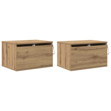 vidaXL Τοίχου κομοδίνο 2 τεμ. Artisan Oak 50x36x30 εκ