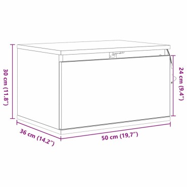 vidaXL Τοίχου κομοδίνο Μαύρη Οξυά 50x36x30cm Επεξεργασμένο Ξύλο 1 τεμ.