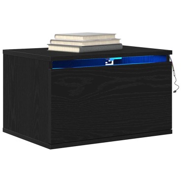 vidaXL Τοίχου κομοδίνο Μαύρη Οξυά 50x36x30cm Επεξεργασμένο Ξύλο 1 τεμ.