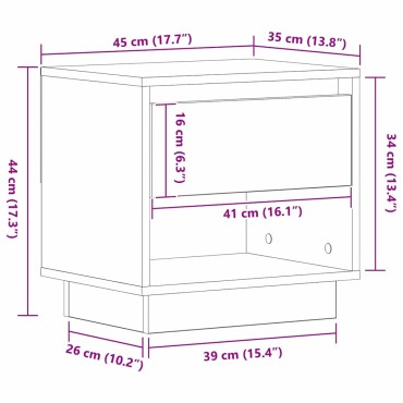 vidaXL Κομοδίνο Μαύρη Οξυά 45x34x44cm Επεξεργασμένο Ξύλο 1 τεμ.