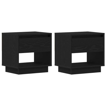 vidaXL Κομοδίνο 2 τεμ. Μαύρη Οξυά 45x34x44cm Επεξεργασμένο Ξύλο