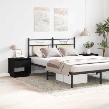 vidaXL Κομοδίνο 2 τεμ. Μαύρη Οξυά 45x34x44cm Επεξεργασμένο Ξύλο
