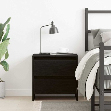 vidaXL Κομοδίνο Μαύρη Οξυά 45x34x44,5cm Επεξεργασμένο Ξύλο 1 τεμ.