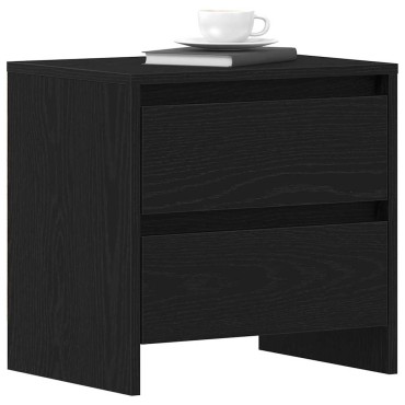 vidaXL Κομοδίνο 2 τεμ. Μαύρη Οξυά 45x34x44,5cm Επεξεργασμένο Ξύλο