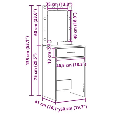 vidaXL Τραπέζι περιποίησης Γκρίζο Σονομα 50x41x135 εκ