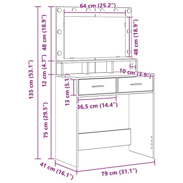 vidaXL Τραπέζι περιποίησης Λευκό 79x41x135cm Επεξεργασμένο Ξύλο
