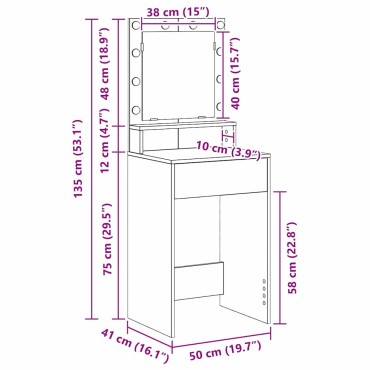 vidaXL Τραπέζι περιποίησης Artisan Oak 50x41x135 εκ