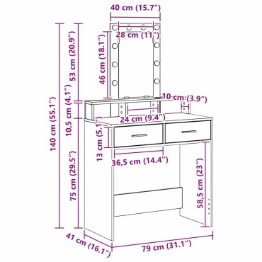 vidaXL Τραπέζι περιποίησης Γκρι 79x41x140cm Επεξεργασμένο Ξύλο