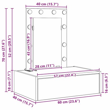 vidaXL Τραπέζι περιποίησης Καφέ 60x40x70cm Επεξεργασμένο Ξύλο
