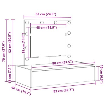 vidaXL Τραπέζι περιποίησης Μαύρο 83x40x70cm Επεξεργασμένο Ξύλο
