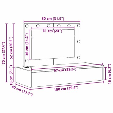 vidaXL Τραπέζι περιποίησης Λευκό 100x40x70cm Επεξεργασμένο Ξύλο