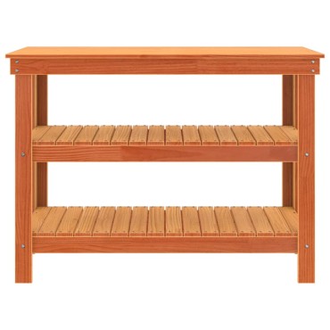 vidaXL Πάγκος εργασίας με ράφι 110,5 x 50 x 80 cm Μασίφ Ξύλο Πεύκου
