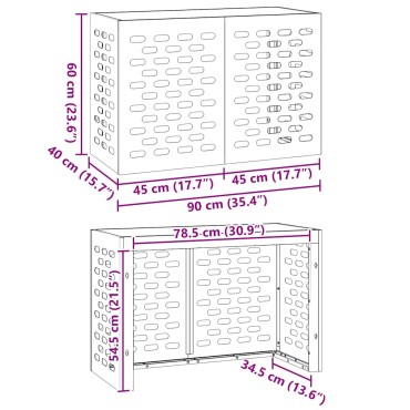 vidaXL Κάλυμμα κλιματιστικού Ανθρακί 90 x 40 x 60 εκ Ατσάλι