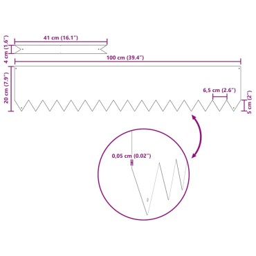 vidaXL Περίγραμμα γκαζόν 30 τμχ. 100 x 0.05 x 20 εκ Ανθρακί