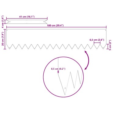 vidaXL Περίγραμμα γκαζόν 30 τμχ. 100 x 0.05 x 20 εκ Ασημί