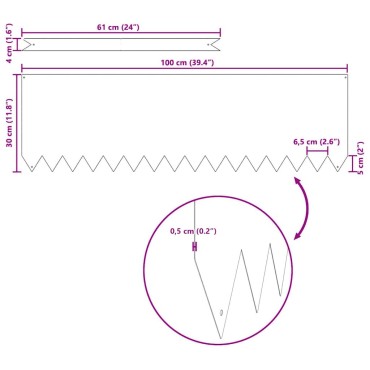 vidaXL Περίγραμμα γκαζόν 20 τμχ. 100 x 0,05 x 30 εκ Ελιά Πράσινη