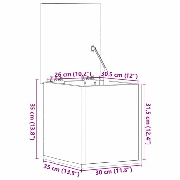 vidaXL Κουτί αποθήκευσης Μαύρη Οξυά 30x35x35cm Επεξεργασμένο Ξύλο
