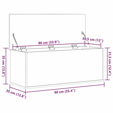 vidaXL Κουτί αποθήκευσης Μαύρη Οξυά 90x35x35cm Επεξεργασμένο Ξύλο
