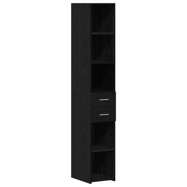 vidaXL Βιβλιοθήκη με συρτάρι Μαύρη Οξυά 30x42.4x185.2cm 1 τεμ.