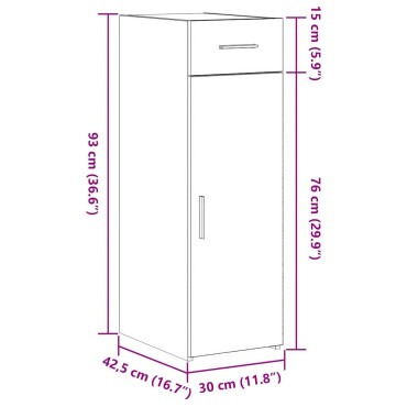 vidaXL Πλαϊνό γραφείο με συρτάρι Παλιό ξύλο 30x42,5x93cm 1 τεμ.