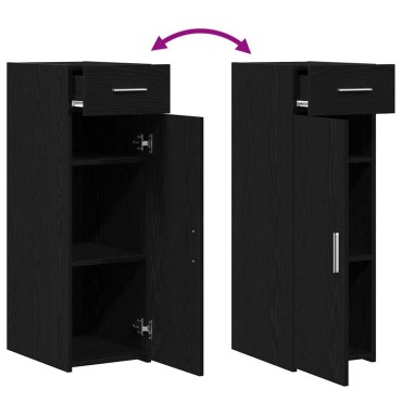 vidaXL Πλαϊνό γραφείο με συρτάρι Μαύρη Οξυά 30x42,5x93cm 1 τεμ.