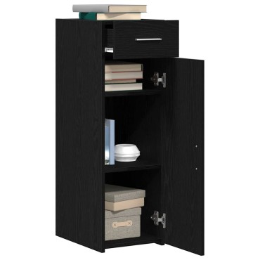 vidaXL Πλαϊνό γραφείο με συρτάρι Μαύρη Οξυά 30x42,5x93cm 1 τεμ.