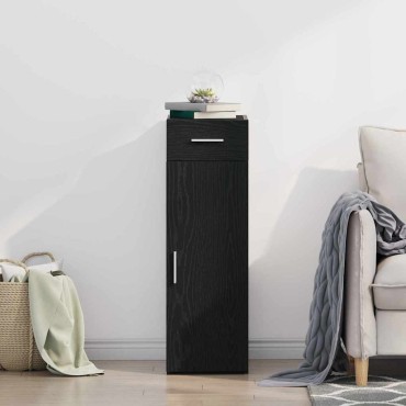 vidaXL Πλαϊνό γραφείο με συρτάρι Μαύρη Οξυά 30x42,5x93cm 1 τεμ.