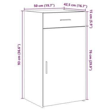vidaXL Πλαϊνό γραφείο με συρτάρι Μαύρη Οξυά 50x42,5x93cm 1 τεμ.