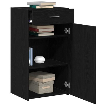 vidaXL Πλαϊνό γραφείο με συρτάρι Μαύρη Οξυά 50x42,5x93cm 1 τεμ.