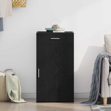 vidaXL Πλαϊνό γραφείο με συρτάρι Μαύρη Οξυά 50x42,5x93cm 1 τεμ.